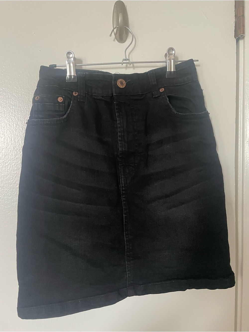 stradivarius Black Denim Skirt - Minimal Label Detail